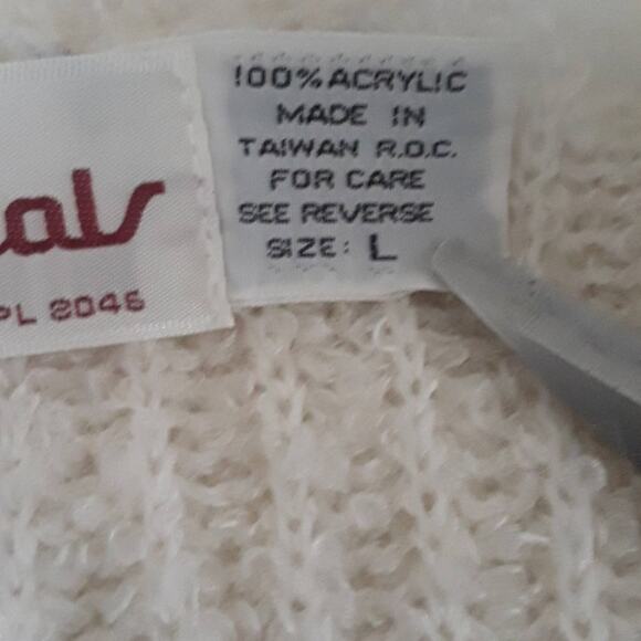 Vintage Womens Sz L Pockets Ivory 90s Granny Core Fairy Open Front Y2K Cardigan - Picture 4 of 8